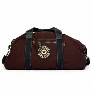 Vintage Y2K Kipling Brown Nylon Weekender Duffle Bag With Adjustable Strap